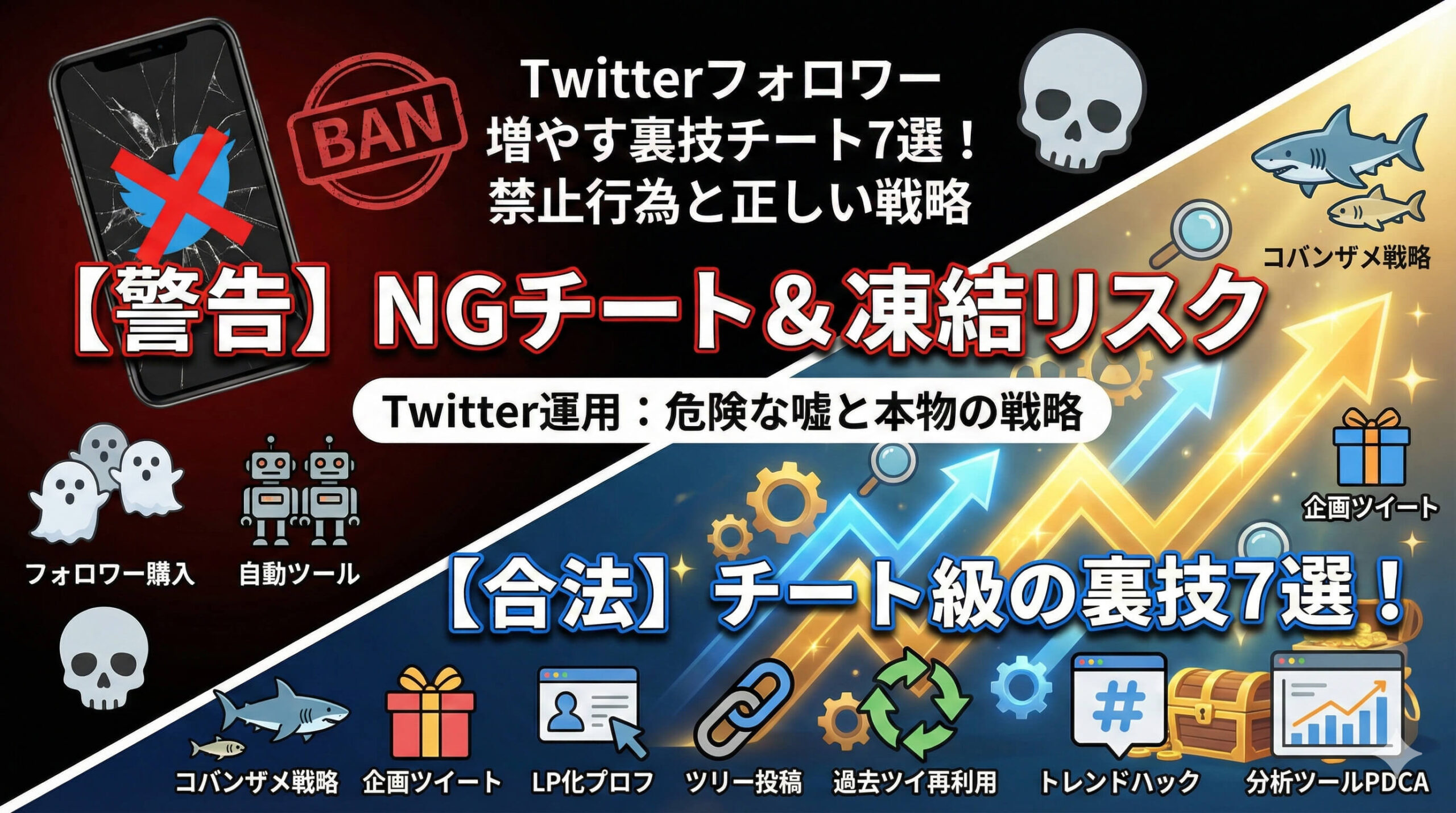 Twitterフォロワー増やすチート級の裏技7選!自動化の危険性と爆伸びノウハウ