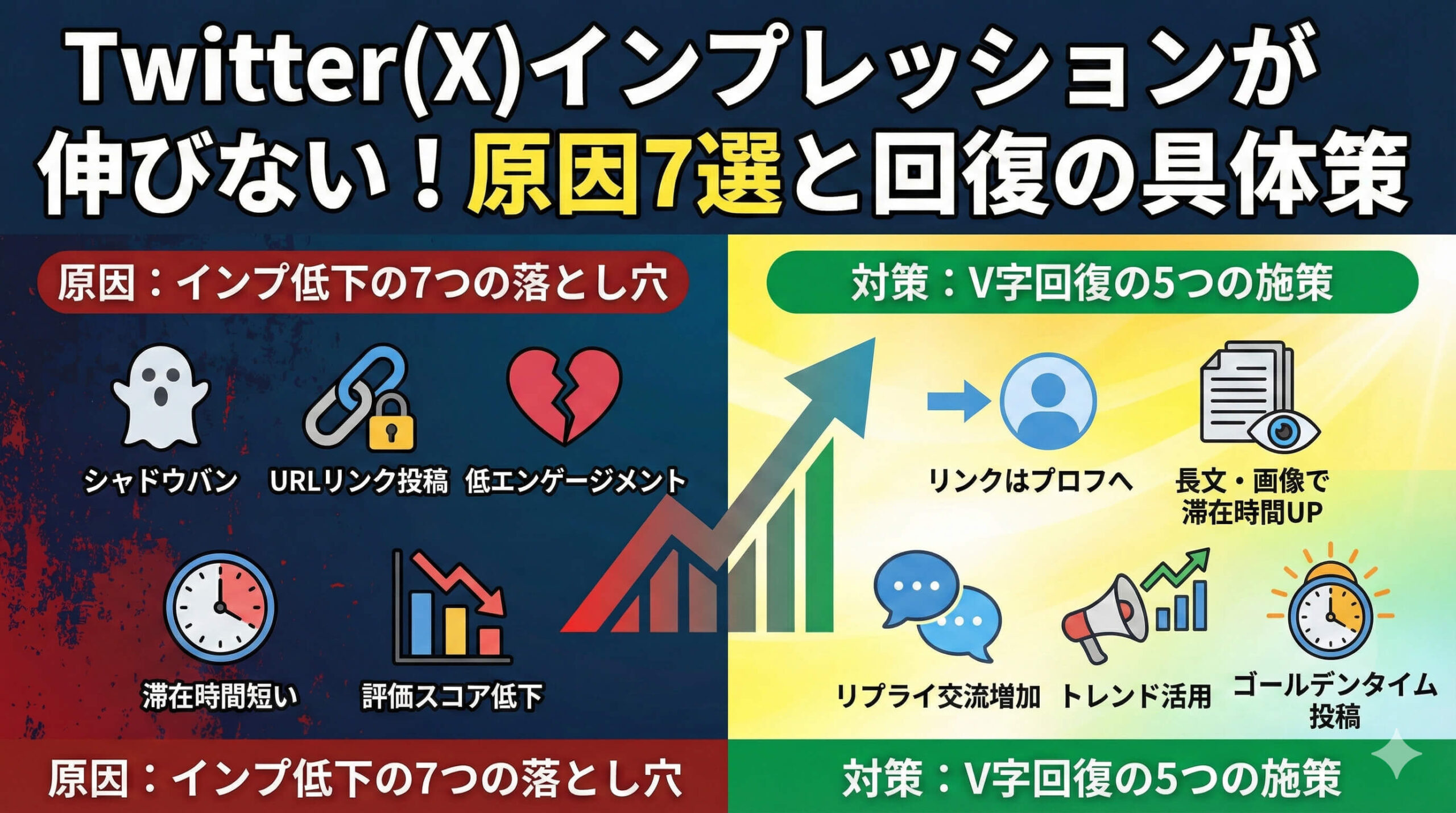 Twitterインプレッション伸びない原因は?7つの理由とV字回復する対策